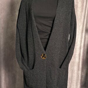 Helmut Lang Open Front Cardigan with Tortoise Button